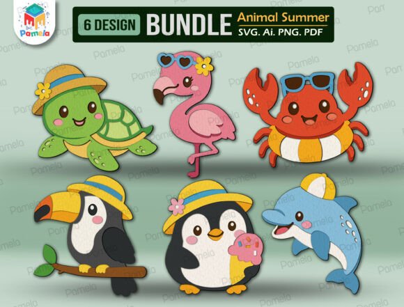Download Summer Animal Paper Cut File SVG Bundle - Paper Collection