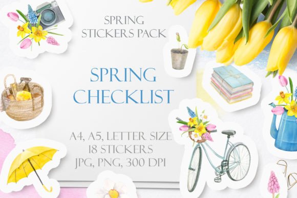 Download Spring Printable Digital Stickers Pack - Spring Collection