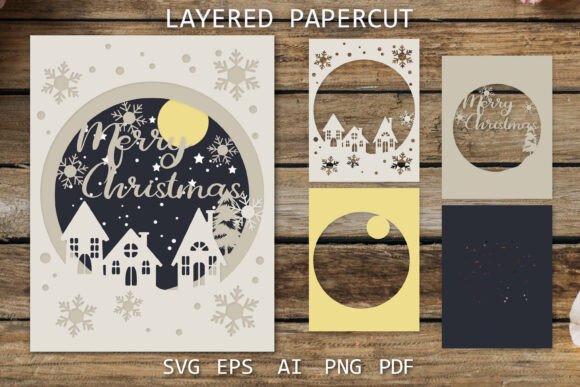Download Merry Christmas Layered Card Design SVG - Premium Resources